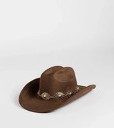 Concho Faux Suede Cowboy Hat Western Style