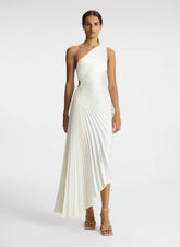 Satin Pleated One Shoulder Dress
