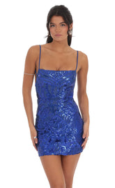 Royal Blue Sequin Bodycon Dress