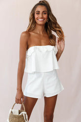 Strapless Tie Back Romper White