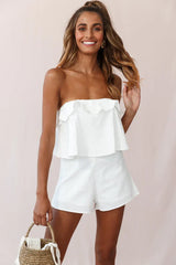 Strapless Tie Back Romper White