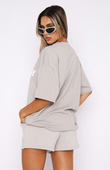 Oversized Tee Moon Graphic Slouch Shoulders