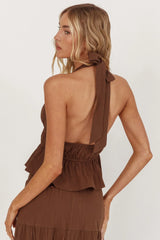 Tied Front Halter Top Cocoa Moonlit Nights