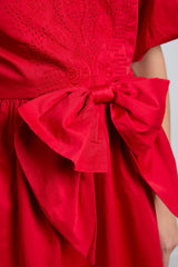 Aria Bow Embroidered Midi Dress