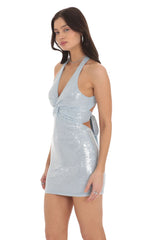 Sequin Twist V Neck Bodycon Dress