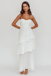 White Tiered Ruffle Maxi Dress