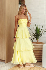 Strapless Frill Trim Maxi Dress