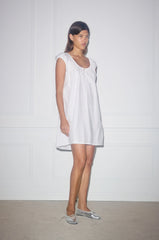 Capped Sleeve Mini Dress White Organic Cotton