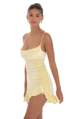 Velvet Ruffled Slit Dress