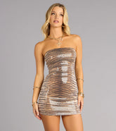 Tiger Sequin Mini Dress Sparkle Night Out