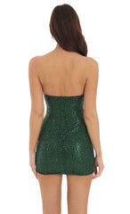 Strapless Sequin Bodycon Dress Emerald Green