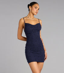 Rhinestone Pearl Mesh Mini Dress