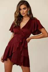 Cami Angel Sleeve Faux Wrap Dress