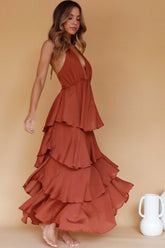 Tiered Ruffle Maxi Dress Cocoa