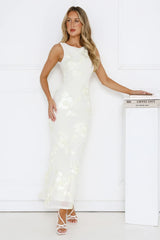 Vibe To It Mesh Maxi Dress Flowy Ethereal Embroidered