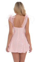 Pink Sequin Dress with Tied Shoulders