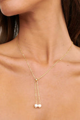 Pearl Drop Necklace Gold Accents