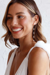 Pearl Drop Earrings Gold Toned Crystal Embellished