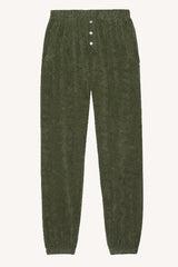 Terry Henley Sweatpant with Pearl Button Accent