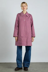 Reversible Gingham Trench Coat with Bow