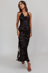 Rosette Ribbon Embellished Maxi Dress