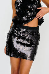 Sequin Mini Skirt Black Glamorous Night Out