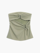 U Ring Cutout Zippered Tube Top Pleated Design