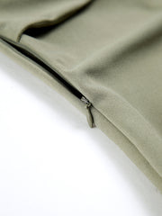 U Ring Cutout Zippered Tube Top Pleated Design