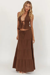 Tied Front Halter Top Cocoa Moonlit Nights