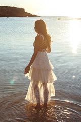 Strappy Back Ruffle Chiffon Maxi Dress