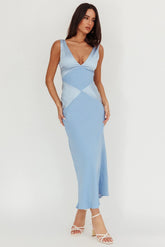 Soul Fire V Neck Maxi Dress Blue