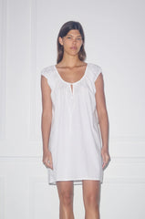 Capped Sleeve Mini Dress White Organic Cotton