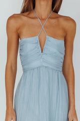 Ice Blue Halterneck Maxi Dress