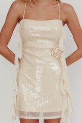 Ruffle Rosette Sequin Mini Dress
