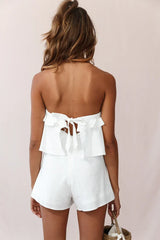 Strapless Tie Back Romper White