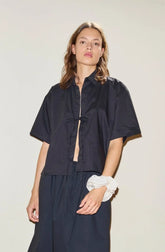 The Tied Up Shirt Black Oversized Box Fit