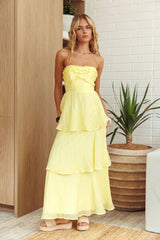 Strapless Frill Trim Maxi Dress