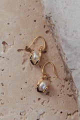 Pearl Drop Earrings Gold Pearl Accent