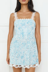 Vivid Bloom Mini Dress Flowy Skirt Embroidered Details