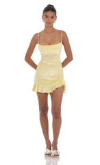 Velvet Ruffled Slit Dress