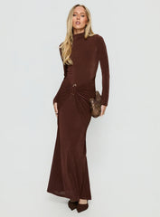 Ruched Maxi Dress Long Sleeve Wrap Waist
