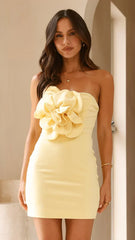Sunshine Yellow Strapless Mini Dress