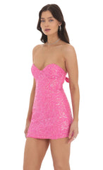 Sequin Strapless Bodycon Dress Hot Pink