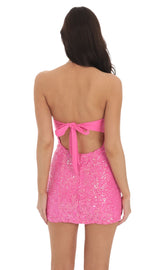 Sequin Strapless Bodycon Dress Hot Pink