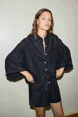 The Deep Black Linen Set