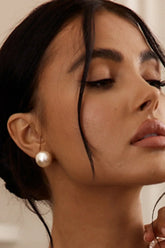 Oversized Pearl Stud Earrings Gold