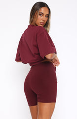 Ribbed Bike Shorts Red Velvet