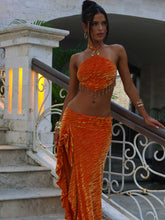 Orange Velvet Halter Top