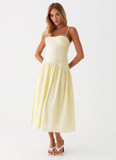 Yellow Corset Midi Dress Sweetheart Neckline Elegant Silhouette