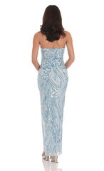 Sky Blue Sequin Maxi Dress